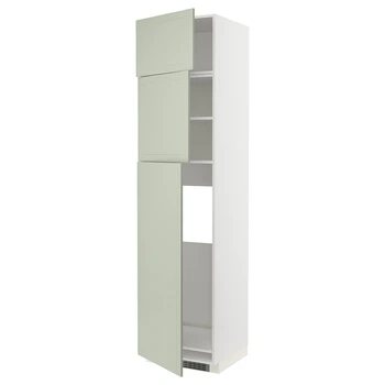 Висока шафа для холодиль IKEA METOD МЕТОД, 3 дверцят, білий, Stensund світло-зелений, 60х60х240 см, 594.873.82