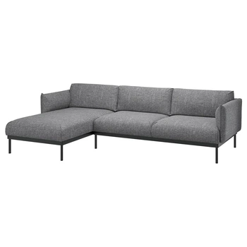 3-місний диван із кушеткою IKEA ÄPPLARYD, ЛЕЙДЕ сірий/чорний, 694.180.67