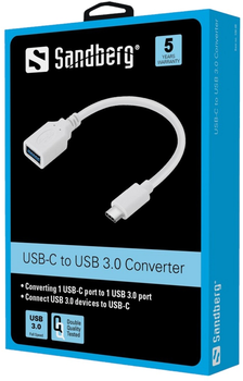 Адаптер Sandberg USB Type-C - USB Type-A White (5705730136054)