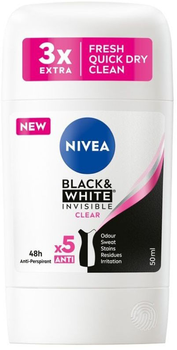 Antyperspirant NIVEA Black and White invisible clear w sztyfcie 50 ml (42429661)