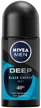 Antyperspirant NIVEA Deep Black Carbon Beat z aktywnym węglem roll - on dla mężczyzn 50 ml (5900017082301)