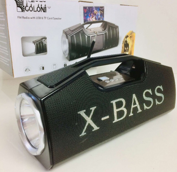 Портативная аккумуляторная колонка GOLON RX-BT160 с подсветкой и поддержкой USB/TFCardReader/FM 10 Вт Черная (11504)