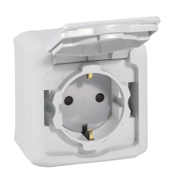 Розетка із заземлюючим контактом із захисною кришкою Legrand Forix IP44 782393 сіра