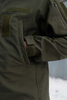 Тактическая мужская куртка Soft shell на молнии с капюшоном водонепроницаемая 4XL олива 00089