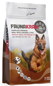 Karma sucha dla psów dorosłych Faunakram Grain Free Chicken and Fish 12 kg (5708356003243)