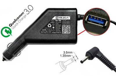 Автомобильный Блок питания Kolega-Power для ноутбука (QC3.0) Asus 19V 3.42A 65W 3.5x1.35 (KPC-90-19-35135)