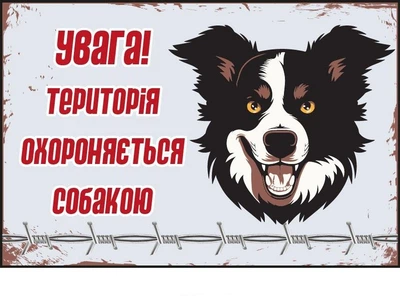 Табличка для власників собак "Територія охороняється" пластикова світлий фон д-9299