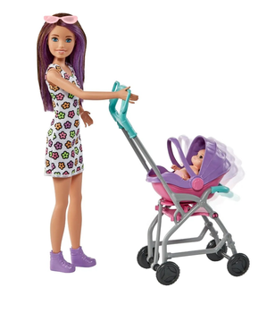  Lalka Mattel Barbie Skipper Opiekunka dziecięca z wózkiem i dzieckiem (0887961961928)