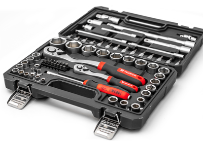 Набор инструментов с трещотками Wurth Redstripe 1/4" + 1/2" в кейсе 72 предмета (5763100072)