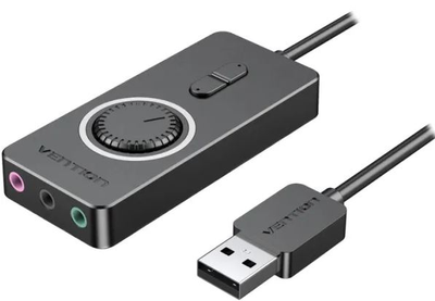 Зовнішня звукова карта USB з регулятором гучності Vention Black (CDRBB)