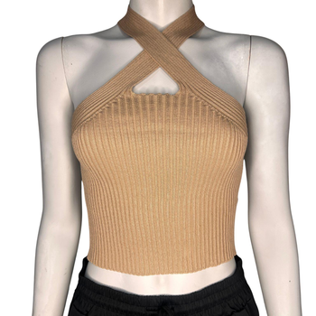 Женский трикотажный топ Eleve fashion коричневый one size