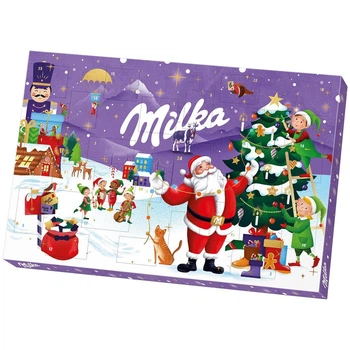 Адвент Календарь с шоколадными фигурками Milka Advent "Санта" 200г