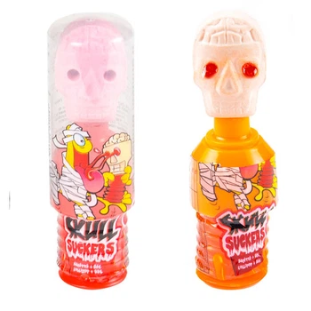 Леденец с кислой жидкостью Круги Halloween Skull Suckers 40г