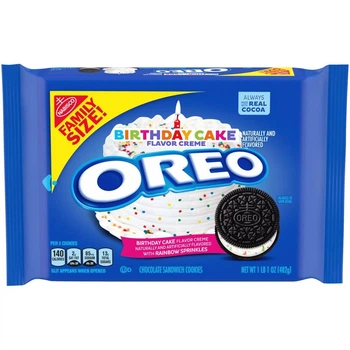 Печенье сэндвич Oreo Birthday cake (family size) со вкусом праздничного торта 482г