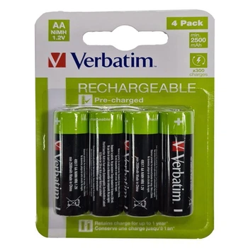 Аккумулятор AA Verbatim 2500mAh NiMH (блистер по 4шт) HR6, предзаряженный (57389)