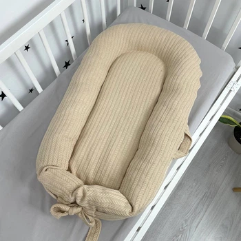 Кокон для новорожденного с плотным кокосовым матрасом Soft OMK «Beige» + непромокаемый чехол на матрас