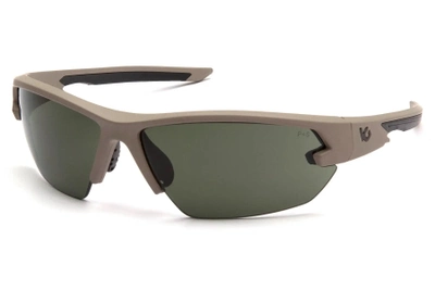 Окуляри захисні відкриті Venture Gear Tactical Semtex 2.0 Tan (forest grey) Anti-Fog чорно-зелені в пісочній оправі