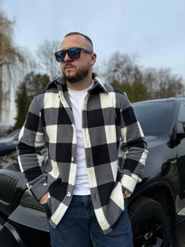 Мужская рубашка MonsterBrand теплая M (48) черно белая