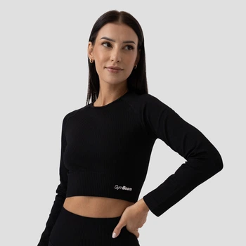 Жіночий кроп-топ в рубчик FLO Black XL - GymBeam