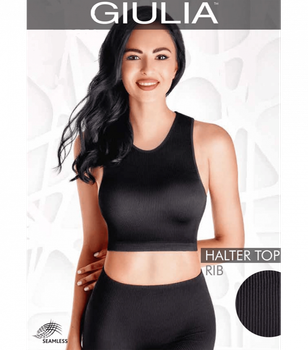 Спортивный бесшовный топ из мягкой микрофибры - Giulia - HALTER TOP RIB - L/XL - Winery (Бордовый)