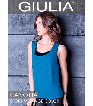 Бесшовная спортивная майка на широких бретельках - Giulia - CANOTTA SPORT MELANGE COLOR - S/M - Crema