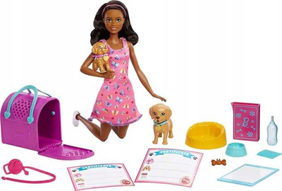 Lalka z akcesoriami Mattel Barbie Adopcja piesków (0194735101764)