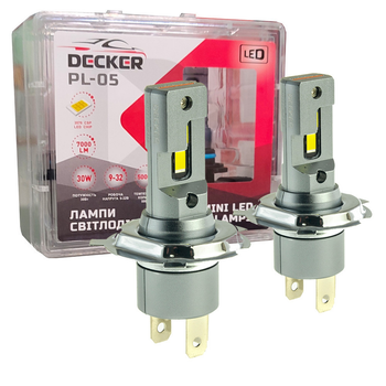 Лампа светодиодная для фар DECKER LED PL-05 H4 5000K 7000 LM 30W 2шт комплект