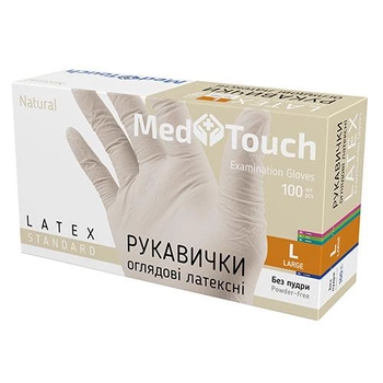 Перчатки MedTouch латексные без пудры L 100 шт. Белые (10423220)