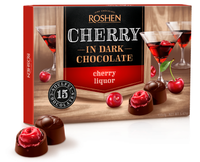 Ящик Цукерок в коробці Roshen Вишня з вишневим лікером 155 г х 10 шт