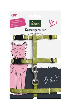 Szelka ze smyczą dla kotów Hunter By Laura Cat harness with line Lime (4016739659538)