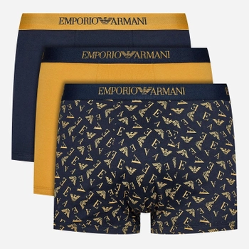 Komplet męskich majtek bawełnianych Emporio Armani 3F722111625-22036 M 3 szt Niebieski/Musztardowy (8056787660625)