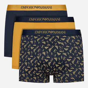Komplet męskich majtek bawełnianych Emporio Armani 3F722111625-22036 M 3 szt Niebieski/Musztardowy (8056787660625)