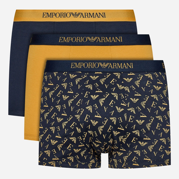 Komplet męskich majtek bawełnianych Emporio Armani 3F722111625-22036 XL 3 szt Niebieski/Musztardowy (8056787660649)