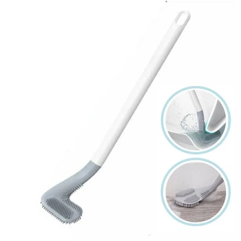 Туалетная щетка силиконовая для унитаза Simplefit в виде клюшки Белая (M7702000330)