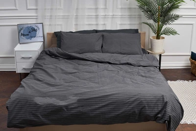 Комплект постельного белья Moon&Star евро 200х220 наволочки 4х70х70 Gray Stripe&Black Бязь Gold Люкс (MS-820001059)