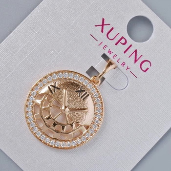 Кулон «часы» Xuping с белыми стразами, диаметр 22×20 мм, длина 27,5 мм, позолота 18К, ida57477