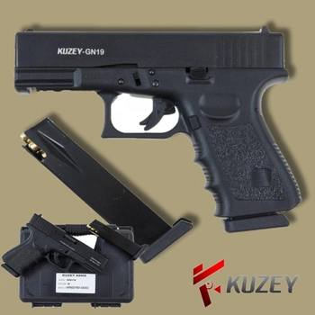 Стартовый пистолет Glock 17, KUZEY GN-19#1 Black, Сигнальный пистолет под холостой патрон 9мм, Шумовой