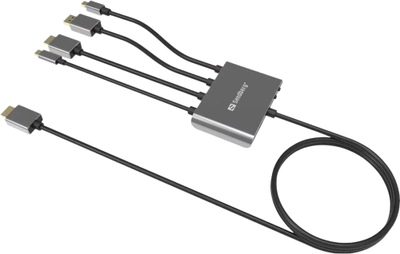 Kabel Sandberg USB Type-C - DisplayPort - micro-HDMI + mini-DisplayPort - 2 x HDMI 0.3 m Black (5705730509216)