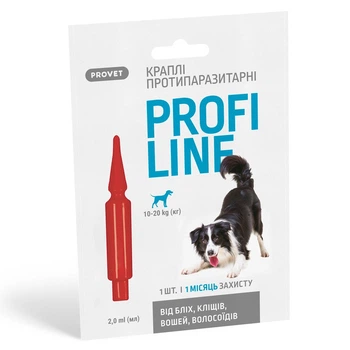 Від бліх та кліщів ProVET PROFILINE (ДЛЯ СОБАК ВІД 10 ДО 20 КГ) 1 уп. х 1 піпетку (1111175182)