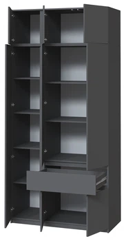 Шкаф с антресолью Брайт для документов с полками 1221 х 520 х 2400 h Мастер Форм ДСП Антрацит (телескопические направляющие) (левосторонний) 30384