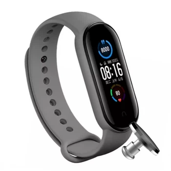 Силіконовий ремінець MRK для фітнес браслета Xiaomi Mi Band 6/5 темно-сірий (25) з металевою кнопкою (mrk3151)