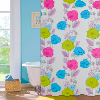 Шторка - фіранка для ванної Мій Дім Colorful flowers 180х180 NJ10108