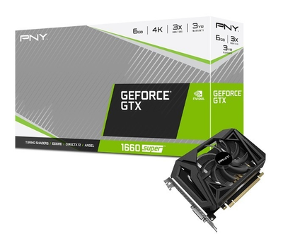 PNY PCI-Ex GeForce GTX 1660 Super Single Fan 6GB GDDR6 (192bit) (1530/14000) (HDMI, DisplayPort, DVI-D) (VCG16606SFPPB)