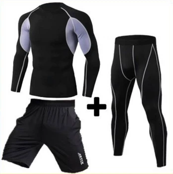Комплект для спорта Футболка+Легинсы+Шорты "3 в 1" Artix Black (Термобелье) - S