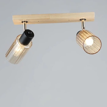 Люстра потолочная Light House SR-19360/2 BK+WOOD L470*W70*H180 E27 цвет черный + золото + дерево, плафон медовый