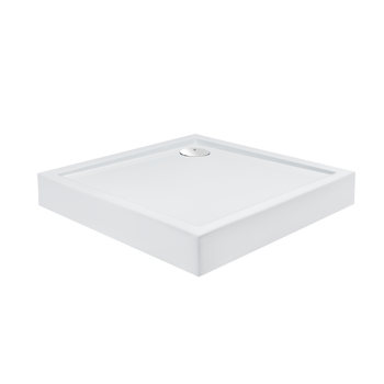 QT Душевой поддон TERN 309912C, квадратный, 90x90x12, акриловый + ножки, диаметр слива 90 мм + сифон с гидрозатвором хром