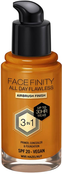 Тональна основа Max Factor Facefinity All Day Flawless 3 in 1 SPF 20 W95 Hazelnut 30 мл (3616303999650)