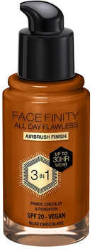 Тональна основа Max Factor Facefinity All Day Flawless 3 in 1 SPF 20 N102 Chocolate 30 мл (3616303999704)