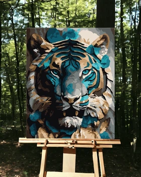 Картина за номерами Металізовані фарби Art Millennium Аквамариновий тигр АМ-0763 40x50