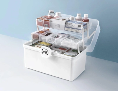 Аптечка, органайзер для медикаментов пластиковый белый MVM PC-16 S WHITE
